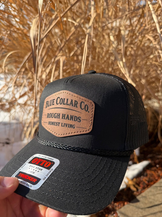 Blue Collar Co. Leather Patch Trucker Hat - Black