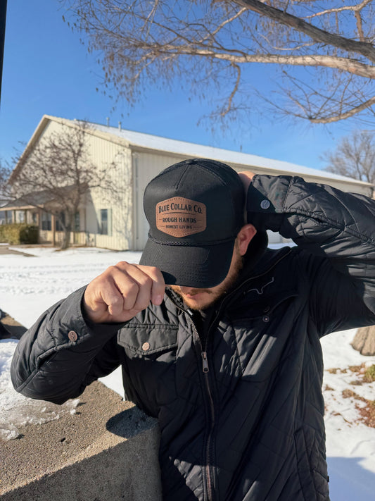 Blue Collar Co. Leather Patch Trucker Hat - Black